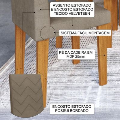 Conjunto Sala De Jantar Fidelitá Itália 170cm Com 6 Cadeiras Freijó/off-white Assento Cacau