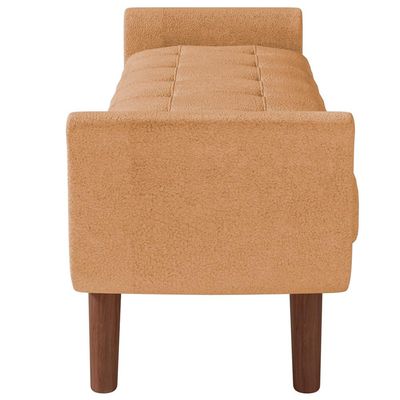 Puff Recamier Decorativo com Pés em Madeira 140 cm Itália P05 Bouclê Mostarda - Lyam Decor