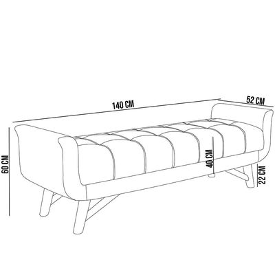 Puff Recamier Decorativo com Pés em Madeira 140 cm Itália P05 Bouclê Mostarda - Lyam Decor