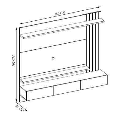 Home Painel Suspenso 180cm Ripado Railay Noce/Preto G73 - Gran Belo