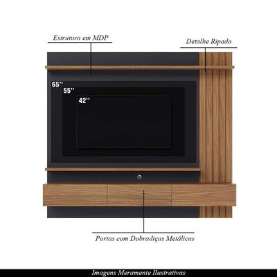 Home Painel Suspenso 180cm Ripado Railay Noce/Preto G73 - Gran Belo
