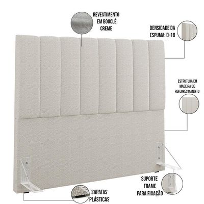 Cabeceira Cama Box Casal 140cm Dália W01 Bouclê Creme