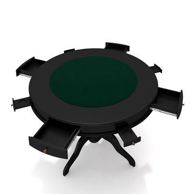 Conjunto Mesa de Jogos Carteado Bellagio Tampo Reversível e 4 Cadeiras Madeira Poker Base Estrela PU Nude/Preto G42 - Gran Belo
