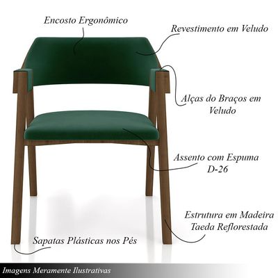 Conjunto Mesa de Jogos Carteado Bellagio Tampo Reversível e 6 Cadeiras Madeira Poker Base Estrela Veludo Verde/Nogueira G42 - Gran Belo