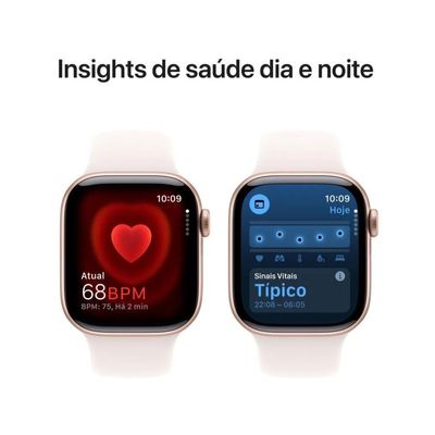Apple Watch Series 10 (GPS 42 mm) Caixa Ouro Rosa em Alumínio com Pulseira Esportiva Blush Clara (Rose Gold)