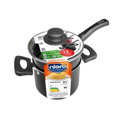 Mini Cuscuzeira Antiaderente de 1,75L, Linha Vitalitá, Nigro