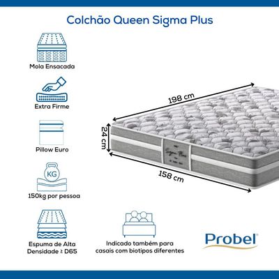 Colchão Queen Mola Ensacada Probel Sigma Plus (158x198x24cm)