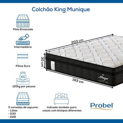 Colchão King Mola Ensacada Probel Munique (193x203x30cm)