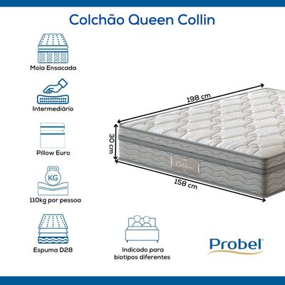 Colchão Queen Mola Ensacada Probel Collin (158x198x30cm)
