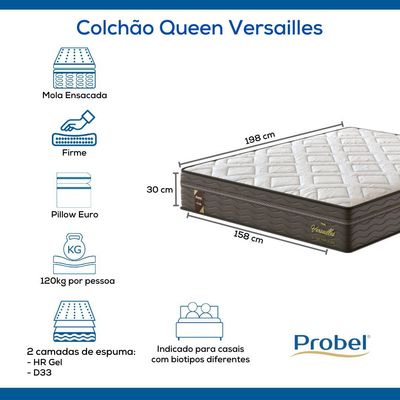 Colchão Queen Mola Ensacada Probel Versailles Ultra Gel (158x198x30cm)