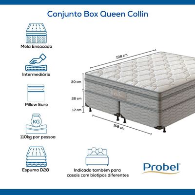Conjunto Box Queen Mola Ensacada Probel Collin (158x198x56cm)