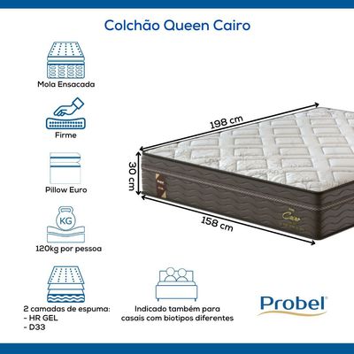 Colchão Queen Mola Ensacada Probel Cairo Ultra Gel (158x198x30cm)