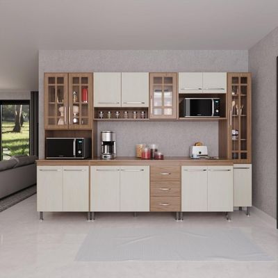 Cozinha Completa 6 Peças 295cm 15 Portas 3 Gavetas Com Tampo