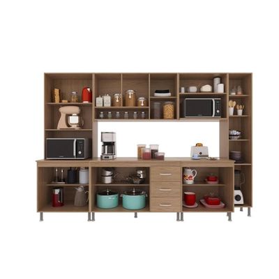 Cozinha Completa 6 Peças 295cm 15 Portas 3 Gavetas Com Tampo