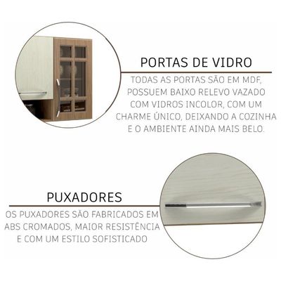 Cozinha Completa 6 Peças 295cm 15 Portas 3 Gavetas Com Tampo