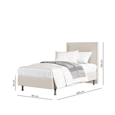 Cama Solteiro One com Cabeceira Moderna Estável E Confortável bege