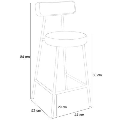 Banqueta Baixa Para Cozinha Sala De Jantar Bar Bancada Milão L02 Couríssimo Preto - Lyam Decor