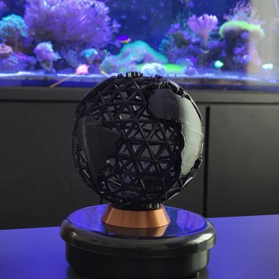 Globo Terrestre 3d Vazado Decoração Decorativo Preto Base cor Bronze