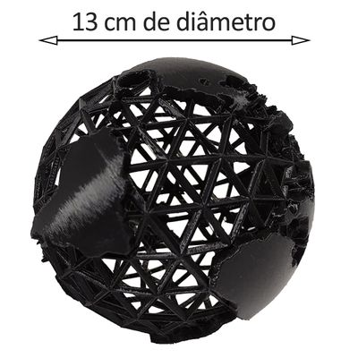 Globo Terrestre 3d Vazado Decoração Decorativo Preto Base cor Bronze