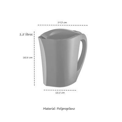 Jarra de Suco Agua Tampa Preta 1,5L