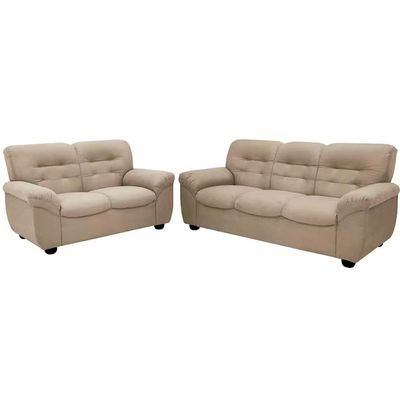 Sofá de 3 e 2 Lugares Stillus II com 154 cm e 204 de Larguras e Revestidos em Tecido Suede Linoforte Areia