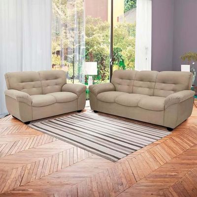 Sofá de 3 e 2 Lugares Stillus II com 154 cm e 204 de Larguras e Revestidos em Tecido Suede Linoforte Areia