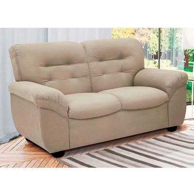 Sofá de 3 e 2 Lugares Stillus II com 154 cm e 204 de Larguras e Revestidos em Tecido Suede Linoforte Areia