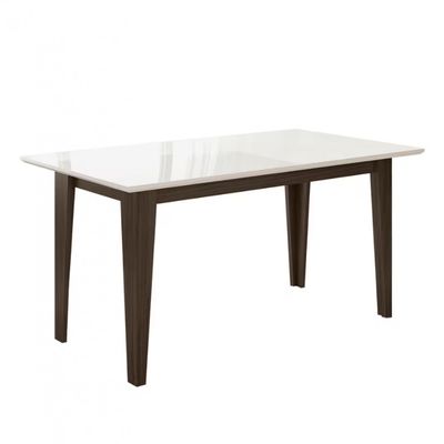 Conjunto de Sala de Jantar Mesa com 6 Cadeiras Goya Poliman Amêndoa com Off White