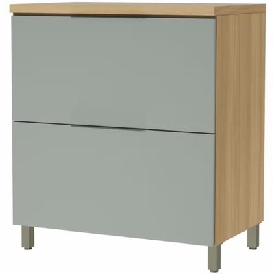 Balcão Nesher Marquesa em MDF 15mm com 1 Porta, 1 Gaveta e 1 Prateleira - 80cm de largura Nature com Verde