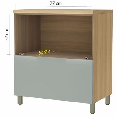 Balcão Nesher Marquesa em MDF 15mm com 1 Porta, 1 Gaveta e 1 Prateleira - 80cm de largura Nature com Verde