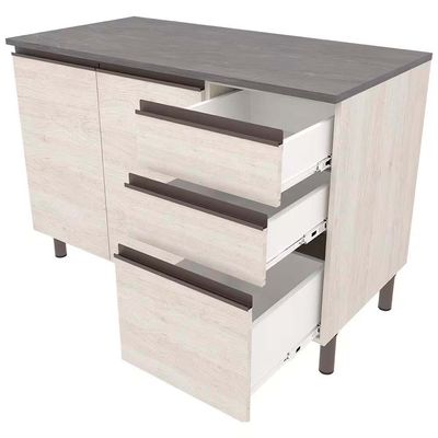 Balcão Bartira Cristal MDP 15mm com 2 Portas, 3 Gavetas e 1 Prateleira - 120,1cm de largura Freixo