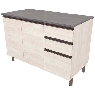 Balcão Bartira Cristal MDP 15mm com 2 Portas, 3 Gavetas e 1 Prateleira - 120,1cm de largura Freixo