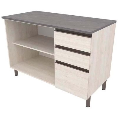 Balcão Bartira Cristal MDP 15mm com 2 Portas, 3 Gavetas e 1 Prateleira - 120,1cm de largura Freixo