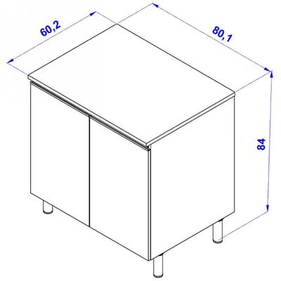 Balcão Bartira Cristal MDP 15mm com 2 Portas e 1 Prateleira - 80,1cm de largura Lâmina Mel
