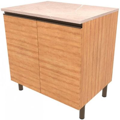 Balcão Bartira Cristal MDP 15mm com 2 Portas e 1 Prateleira - 80,1cm de largura Lâmina Mel