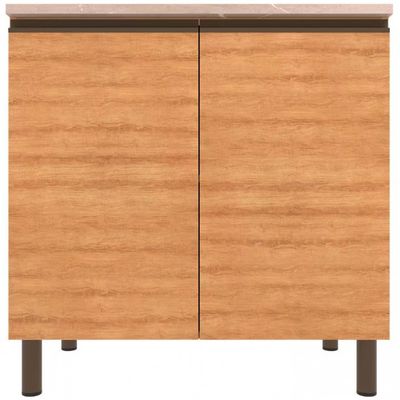 Balcão Bartira Cristal MDP 15mm com 2 Portas e 1 Prateleira - 80,1cm de largura Lâmina Mel