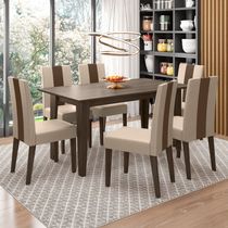 Conjunto de Sala de Jantar Mesa com 6 cadeiras Goya Poliman