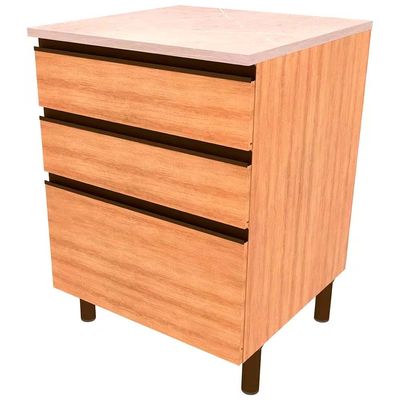 Balcão Bartira Cristal MDP 15mm com 3 Gavetas 60cm de largura Lâmina Mel