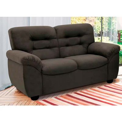 Sofá de 3 e 2 Lugares Stillus II com 154 cm e 204 de Larguras e Revestidos em Tecido Suede Linoforte Marrom