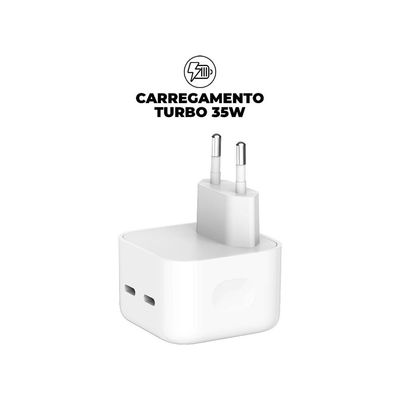 Carregador Turbo Duplo Tipo C + 2UN Cabo Dual Tech Tipo C / Tipo C - Branco - 1,8M - Gshield