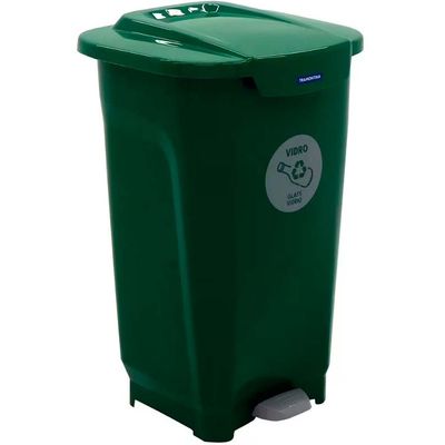 Lixeira para Coleta Seletiva com Pedal Tramontina T-Force em Polipropileno 50 L Verde
