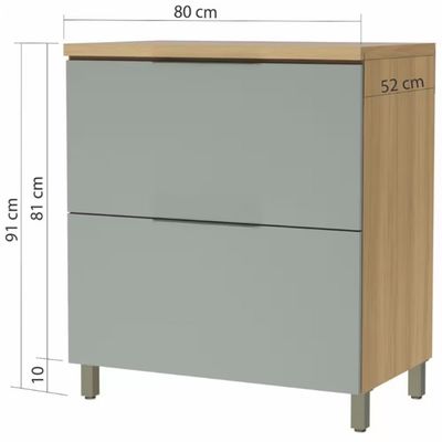 Balcão Nesher Marquesa em MDF 15mm com 1 Porta, 1 Gaveta e 1 Prateleira - 80cm de largura Nature com Verde