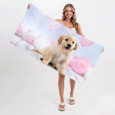 Toalha De Praia - Puppy Dog & Balloons
