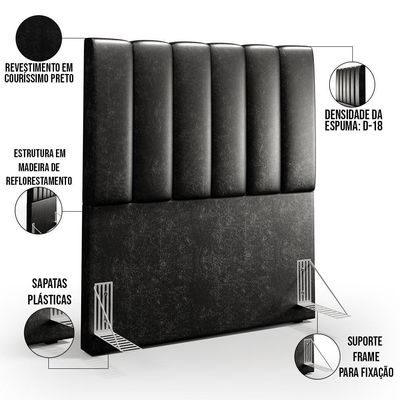 Cabeceira Cama Box Solteiro 100 Cm Couríssimo Preto