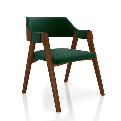 Conjunto Mesa de Jogos Carteado Bellagio Tampo Reversível e 6 Cadeiras Madeira Poker Base Cone Veludo Verde/Imbuia G42 - Gran Belo