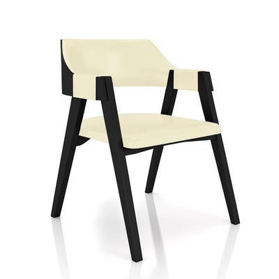 Conjunto Mesa de Jogos Carteado Bellagio Tampo Reversível e 4 Cadeiras Madeira Poker Base Estrela PU OffWhite/Preto G42 - Gran Belo