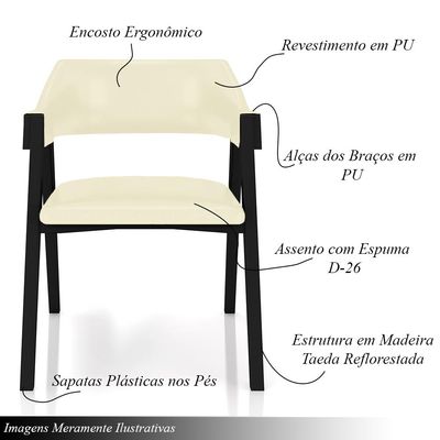 Conjunto Mesa de Jogos Carteado Bellagio Tampo Reversível e 4 Cadeiras Madeira Poker Base Estrela PU OffWhite/Preto G42 - Gran Belo