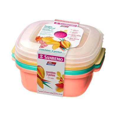 Conjunto de Potes Quadrados Vac Freezer 1300ml 3pçs - Sanremo Transparente
