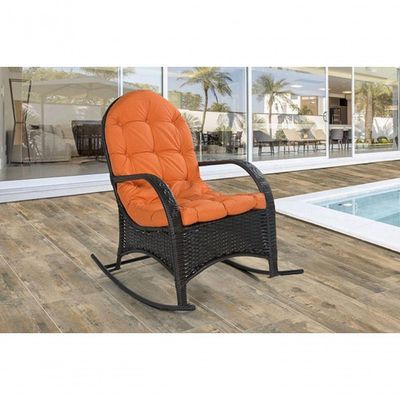 Cadeira Balanço Poltrona Descanso Com Almofada Ergonômica Laranja