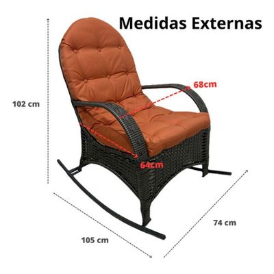 Cadeira Balanço Poltrona Descanso Com Almofada Ergonômica Laranja